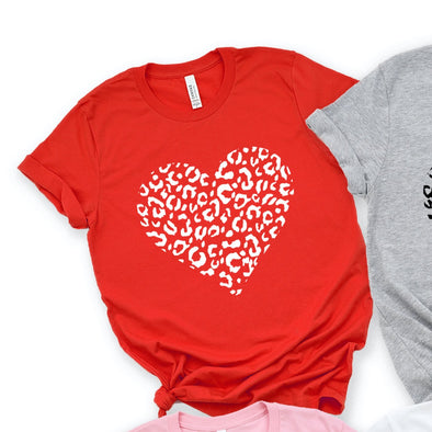 WHITE Leopard Heart -  Screen Print Transfer