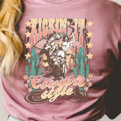 Kickin' It Cowgirl Style - DTF Transfer