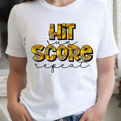 Hit Run Score Repeat Softball - DTF Transfer