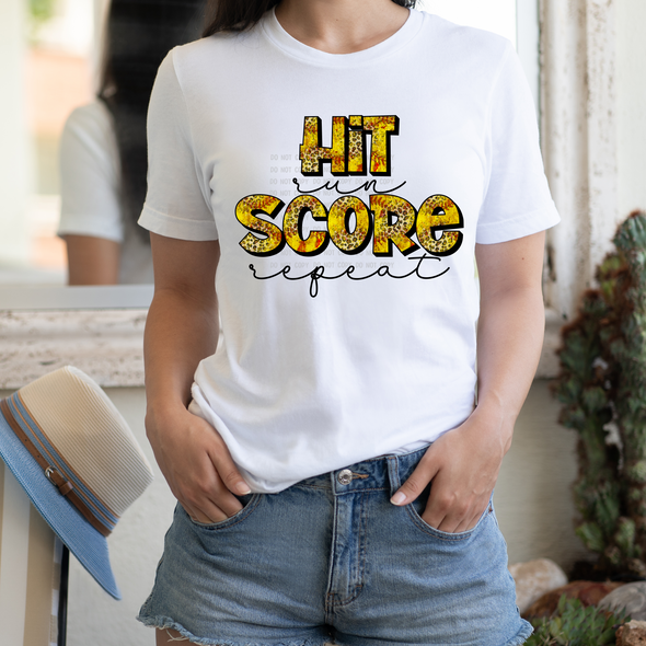 Hit Run Score Repeat Softball - DTF Transfer