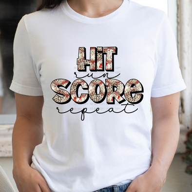 Hit Run Score Repeat Baseball - DTF Transfer