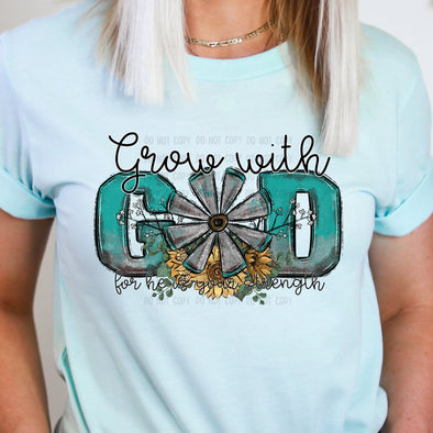 Grow With God -  DTF - Bella Canvas Ice Blue