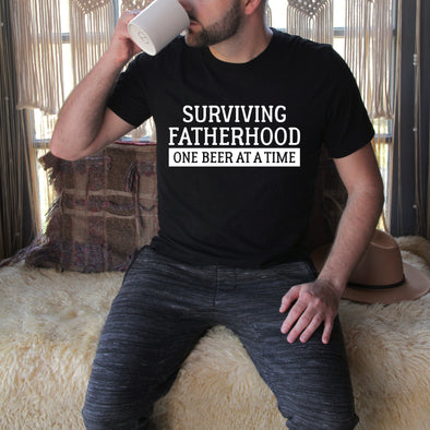 H43 Surviving Fatherhood WHITE INK -  Screen Print Transfer