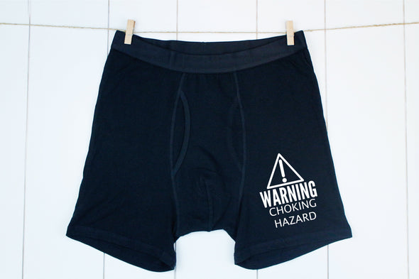 B22 Warning Choking Hazard Boxer BLACK INK -  Screen Print Transfer