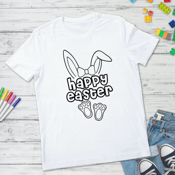 Happy Easter with Bow Coloring -  Screen Print Transfer