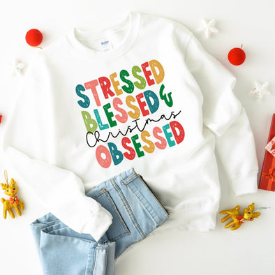 Stressed Blessed & Christmas Obsessed -  DTF