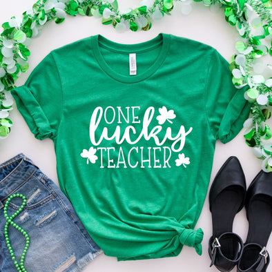 One Lucky Teacher -  Screen Print Transfer