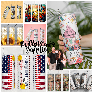 10 for $15 Tumbler Mystery Pack (all will be straight) - 20 oz Skinny Tumbler Sublimation Transfers