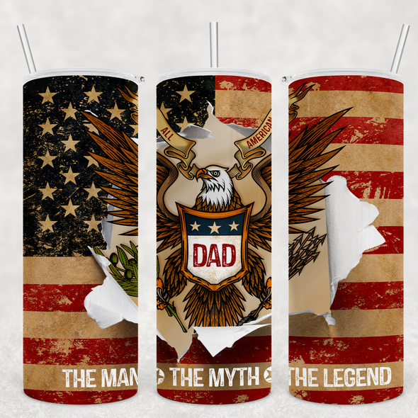Dad Man Myth Legend - 20 oz Skinny Tumbler Sublimation Transfers
