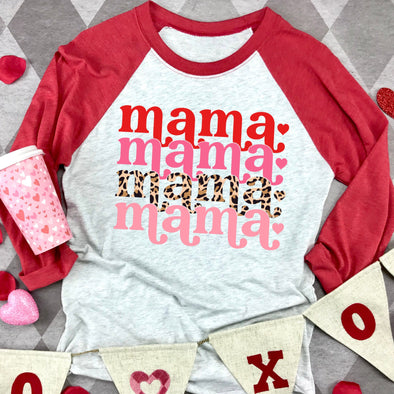 Valentine's Mama Leopard Stacked -  DTF