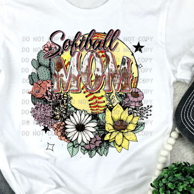 Western Flower Softball Mom Flower - DTF