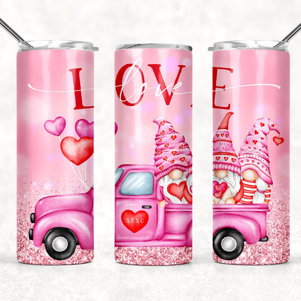 Pink Gnome Truck - 20 oz Skinny Tumbler Sublimation Transfers