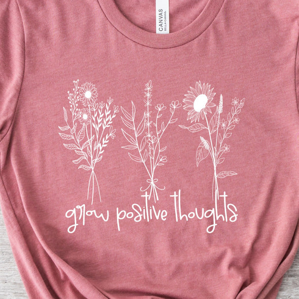 WHITE INK Grow Positive Thoughts  -  Screen Print Transfer
