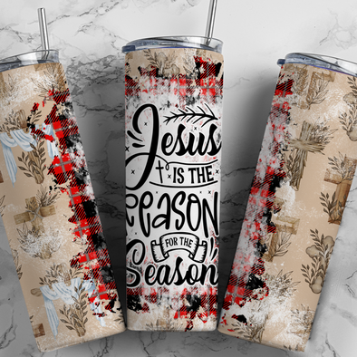 Jesus Is The Reason Flannel - 20 oz Skinny Tumbler Sublimation Transfers