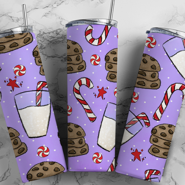 Purple Milk & Cookies - 20 oz Skinny Tumbler Sublimation Transfers