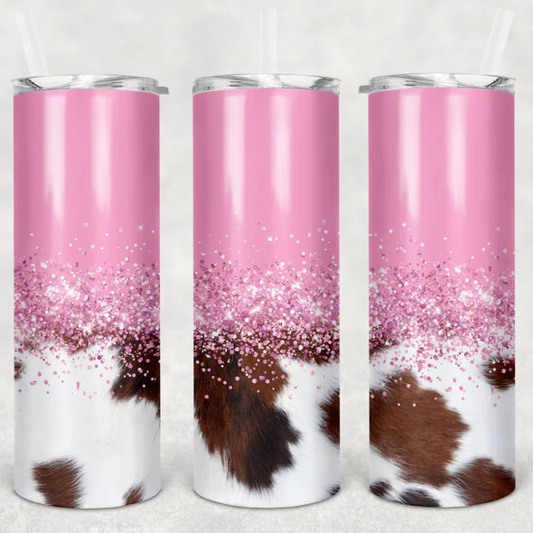 Cowhide Glitter - 20oz Stainless Steel Skinny Tumbler (COMPLETED ITEM)