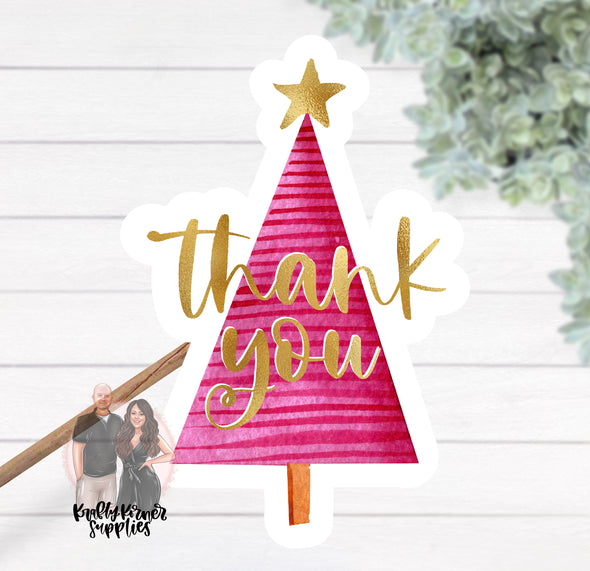 S137 Thank You Pink Tree (25) - Stickers