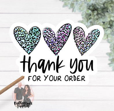 S144 Thank You 3 Hearts - Stickers