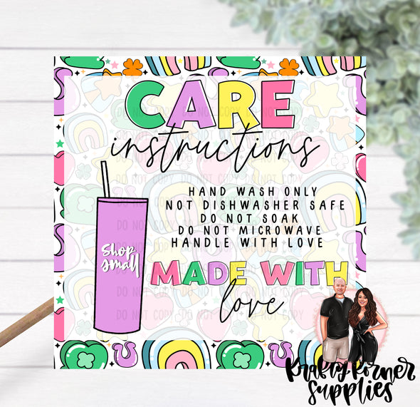 S5 Charms of Luck Tumbler Care (Sheet of 24) - Packaging Stickers