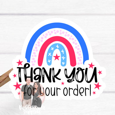 S56 Thank You Red White Blue Rainbow (24) Stickers