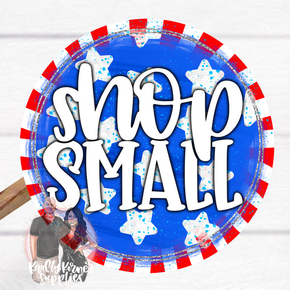 S65 Shop Small RED WHITE BLUE (25) - Packaging Stickers