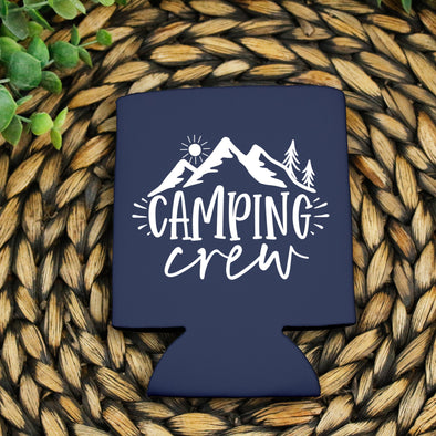White Can Cooler Camping Crew -  Screen Print Transfer