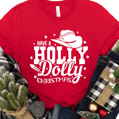 Holly Christmas WHITE INK -  Screen Print Transfer