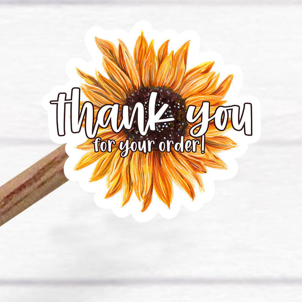 S142 Thank You Sunflower (24) Packaging Stickers