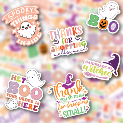 S4 Boho Halloween Thank You - Sheet of Packaging Stickers (24)