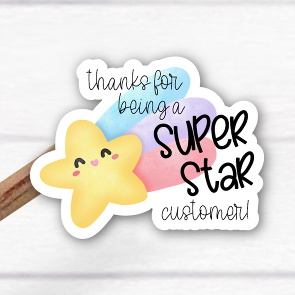 S62 Thanks For Being A Super Star (Sheet of 24) - Packaging Stickers