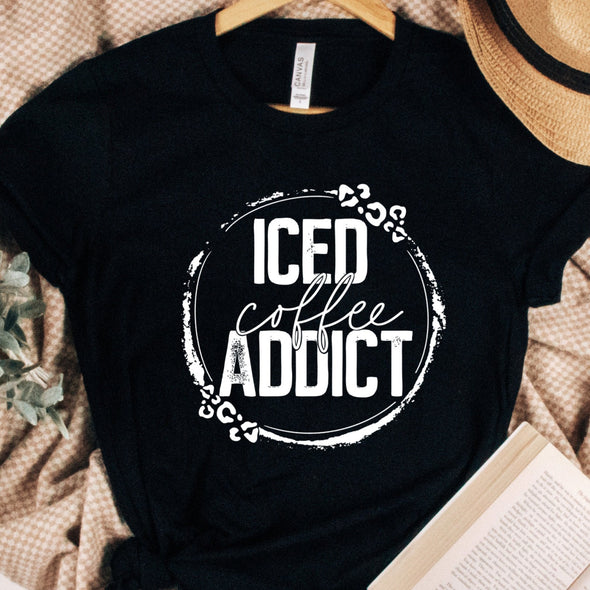 Iced Coffee Addict WHITE INK -  Screen Print Transfer