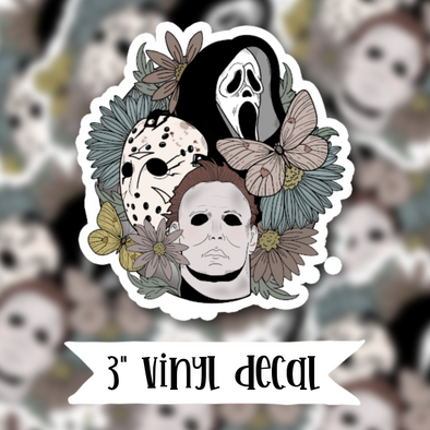 V135 Halloween Floral - Vinyl Sticker Decal