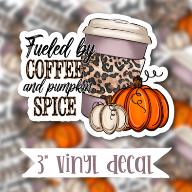 V143 Fueled By Coffee - Vinyl Sticker Decal