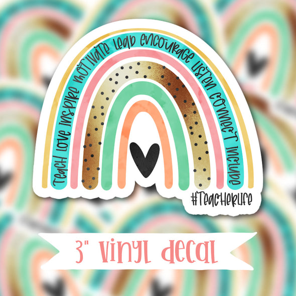 V164 Teacher Rainbow - Vinyl Sticker Decal