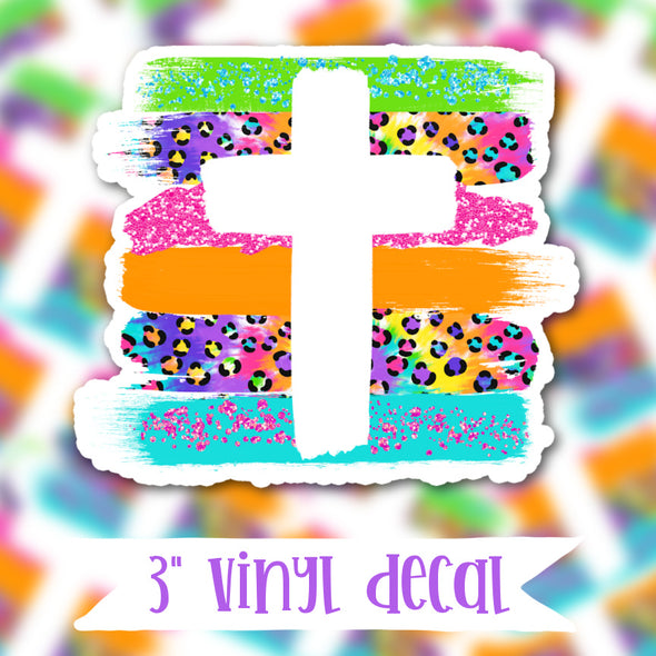 V172 Brush Stroke Cross - Vinyl Sticker Decal