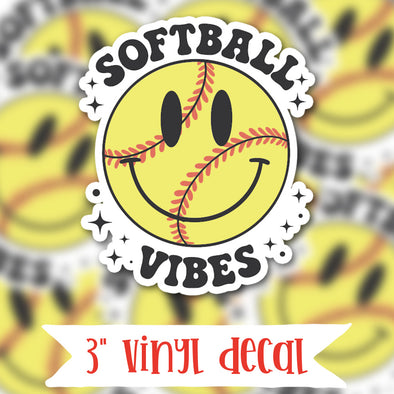 V186 Softball Vibes - Vinyl Sticker Decal