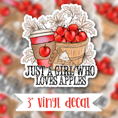V188 Just A Girl Who Loves Apples - Vinyl Sticker Decal