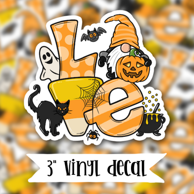 V194 Halloween Love Gnome  - Vinyl Sticker Decal