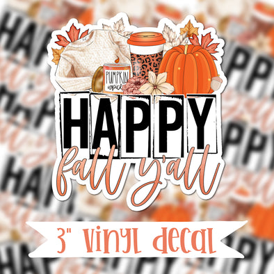 V22 Happy Fall Y'all - Vinyl Sticker Decal