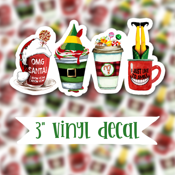 V33 Santa Coffee - Vinyl Sticker Decal