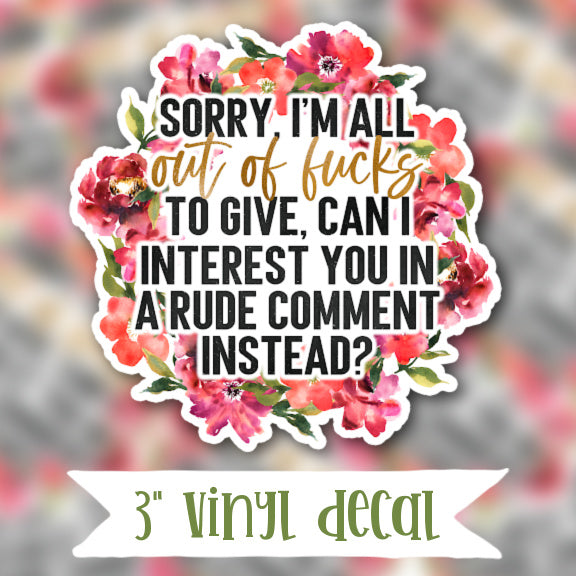 V37 Rude Comment - Vinyl Sticker Decal