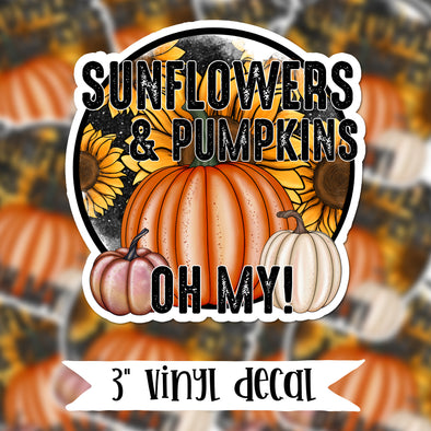 V38 Sunflowers & Pumpkins - Vinyl Sticker Decal