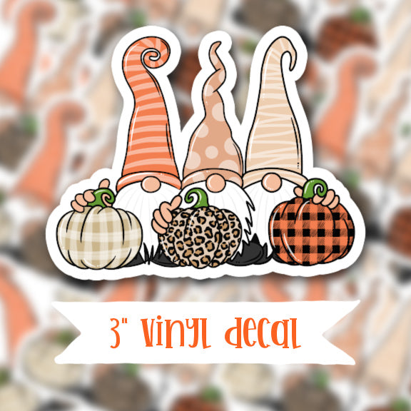 V54 Pumpkin Gnomes - Vinyl Sticker Decal