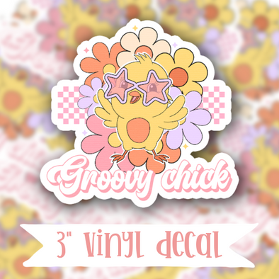 V75 Groovy Chick - Vinyl Sticker Decal