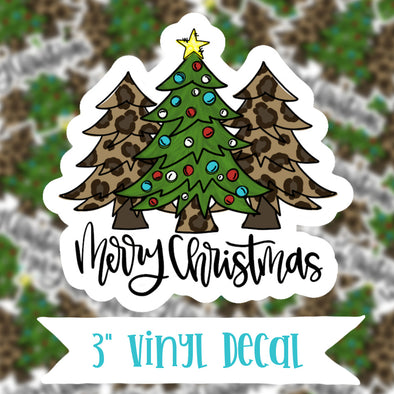 V81 Merry Christmas Trees - Vinyl Sticker Decal