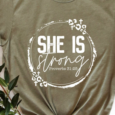 WHITE INK She Is Strong -  Screen Print Transfer