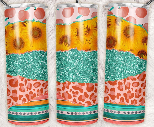 PEACH SUNFLOWER STACK - 20 oz Skinny Tumbler Sublimation Transfers