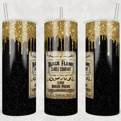 Black Flame Candle - 20 oz Skinny Tumbler Sublimation Transfers