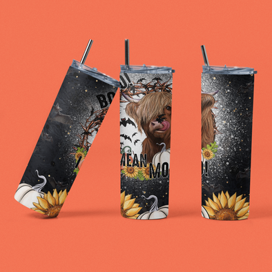 Boo Moo - 20 oz Skinny Tumbler Sublimation Transfers