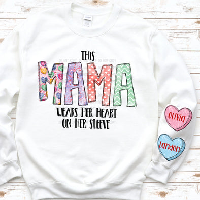 This Mama Wears Her Heart On Her Sleeve -  DTF